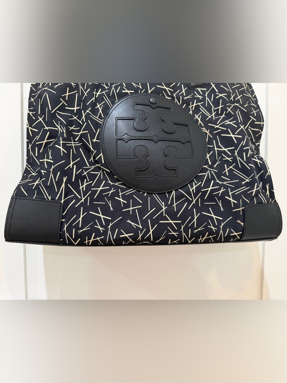 Tory Burch Ella Printed Tote Bag Black Match Sticks - Picture 6 of 14